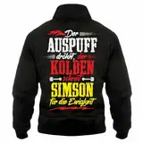 Herren Harrington Jacke Benzin im Blut DDR Motorrad Moped Spruch auf dem Rücken