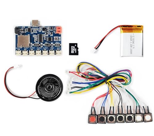 MP3 Soundmodul mit 7 Tasten, 3 Wiedergabeoptionen (Nicht Loop, Loop und Zufall), 128 MB Speicher, wiederaufladbarem Akku, DIY MP3-Player