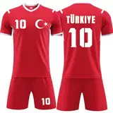 Türkei Trikot Kinder Herren EM 2024, Personalisiert Türkei Tshirt mit Eigenem Namen Nummer, Türkei Fanartikel, Fussball Geschenke Jungen #1