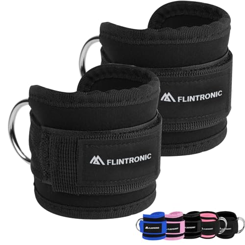 Flintronic Fußschlaufen Kabelzug mit D-Ringen, Fußschlaufen für Fitness Training, Fußmanschetten Kabelzug für Männer und Frauen Beinstrecker, Ankle Straps für Fitness Gesäßmuskeln und Beintraining