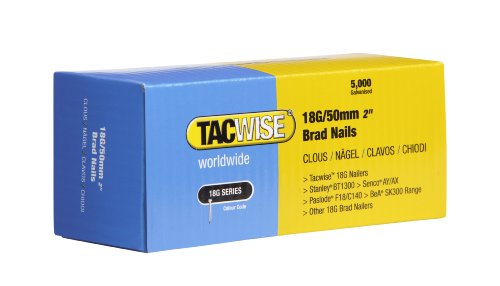 TACWISE 0401 Stauchkopfnägel Brad Typ 18G / 50 mm, verzinkte, Silberfarbig, 5000 Stück