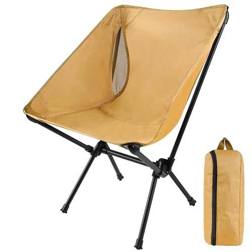 KUOGAS Campingstuhl faltbar – Ultralichter Klappstuhl mit 150 kg Tragkraft, Kleines Packmaß & Robustes Design für Camping, Picknick und Outdoor-Aktivitäten (Khaki | 1-Piece Set)