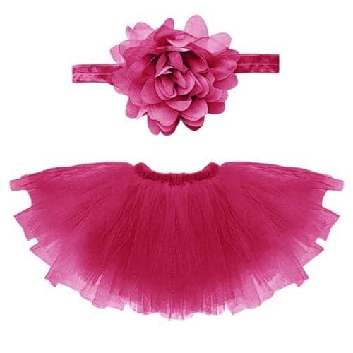 GNALIA Neugeborenes Baby Mädchen Rock Tutu Kleidung Trikot Kostüm Foto Prop Outfits Bekleidung Set mit Haarband Foto Fotografie Outfits Baby Kostüm Tütü Rock Pettiskirt Mädchen Blumen Stirnband