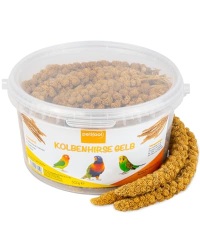 petifool Kolbenhirse gelb 500g - Einzelfuttermittel für alle Ziervögel - Vogelfutter - 100% Natur