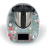 One-Wheel | selbstklebende Folie passend für Thermomix TM5 | Schlag- & Stoßschutz | Klebefolie Design Birds and Flowers Farbe blau | Aufkleber Motiv: Abstrakt