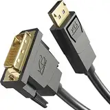 KabelDirekt – DisplayPort auf DVI Adapter Kabel – 2 m (Kabel mit störungsfester Schirmung für Grafikkarten mit DP-Ausgang zu Monitoren mit DVI-Eingang, unterstützt 1920×1200 bei 60Hz – unidirektional)