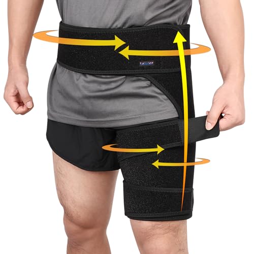 beister Einstellbare Oberschenkelbandage Hüfte Leiste Stabilisator Männer Frauen Hip Brace Oberschenkel Bein Kompression Unterstützung Wrap Sleeve für Hip Joint Pain, Quad Hamstring Gelenke Erholung