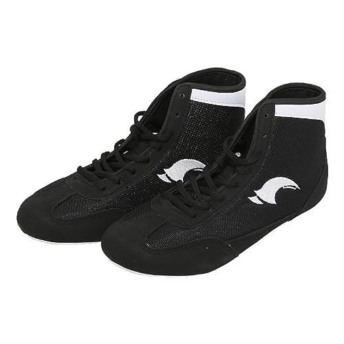 IQYU Leuchtschuhe Kinder Boxschuhe High Top Training Wrestling Schuhe Lange Stiefel Boxschuhe Wettkampftraining Junge Sneaker 35 (Black, 40 Big Kids)