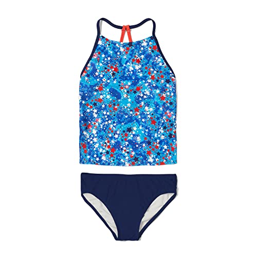 Speedo Bubble Ombre Tankini, hoher Kragen, Twopiece, Bittersweet, 14