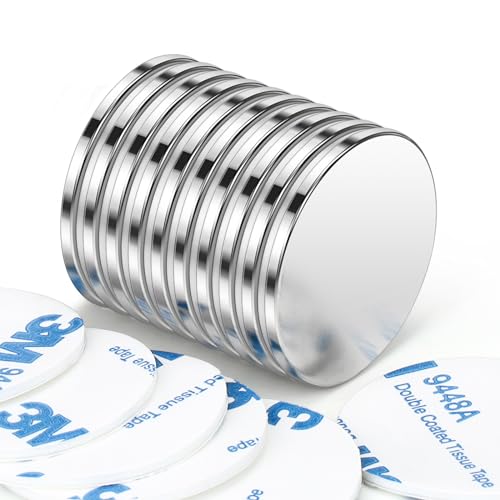 Wukong Neodym Magnete,30x2mm | 10 Stück Selbstklebend Magnete, Magnete Klebemagnete, Extra Starke Magnete for DIY,Science,Office,Kitchen and Storehouse