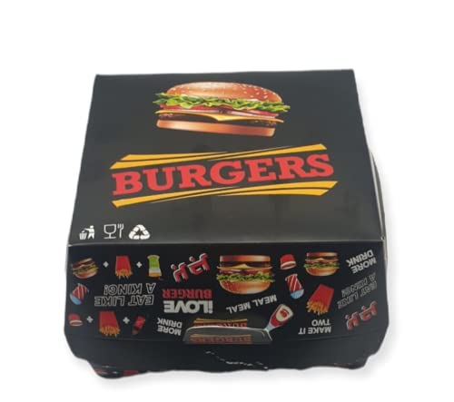 Burger-Box Einweg Papp Schale Einweggeschirr biologisch abbaubar I Burgerboxen Bagasse Schalen 500 ml Klappdeckel Box 14,3 x 14,3 cm I 300x Hamburger Box quadratisch (Weiß)