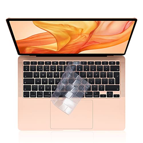 EooCoo Ultra Dünn Tastaturschutz Kompatibel für 2021 2020 M1 MacBook Air 13.3 Zoll A2337 A2179 mit Retina Display und Touch ID, QWERTZ EU-Layout, TPU Klar