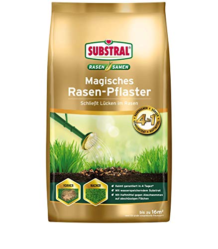 Substral Magisches Rasen-Pflaster, 4in1 Rasenreparatur Rasensamen + Premium Keimsubstrat + Dünger und Haftmittel, 3,6 kg