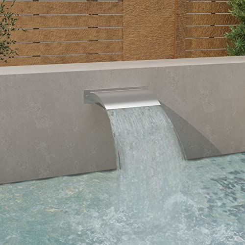 LAPOOH Pool-Wasserfall Silber 45x9x26 cm Edelstahl, Brunnen Garten Wasserfall, Schwalldusche Pool, Poolwasserfall, Pool Zubehör Wasserfall, Wasserfall- & Bachlaufsets