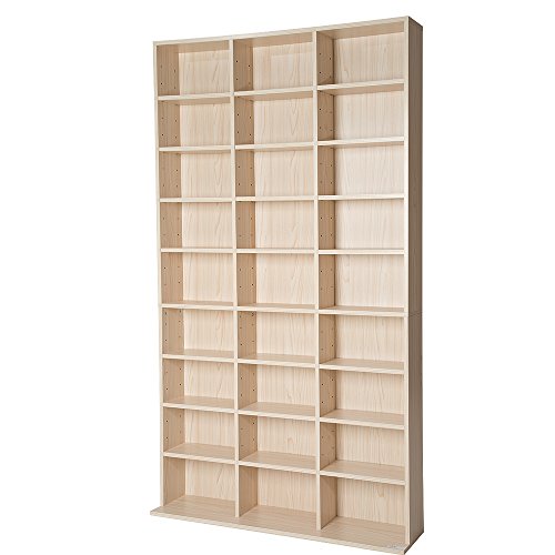 tectake Regal Aufbewahrung, offene Schrank Wand stehend für CDs, DVDs, als Bücherregal, Raumtrenner, Ständer oder Vitrine für Sammlungen und Hobby - buche