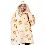 Giggling Getup Tragbare Decken Hoodie für Frauen und Männer, Übergrößer Flanel Sherpa Fleece Sweatshirt Decke mit Ärmeln, Warmer komfortabele Decke Geburtstagsgeschenke für Erwachsene Katze