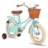 STITCH MANCHI 16 Zoll Kinderfahrrad mit Korb & Stabilisatoren für 4 5 6 7 Jahre alte Mädchen & Jungen, Mintgrün