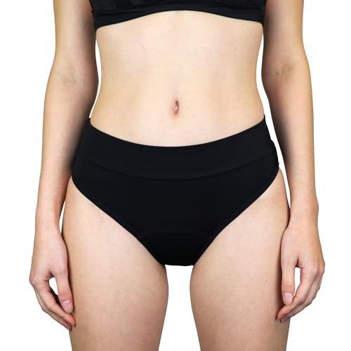 MYLILY Perioden Bikinihosen für Damen Schwarz | Perioden Bademode zum Schwimmen | Basic Slip Bikinihose | Period Swimwear (S)