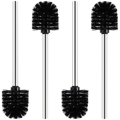 Rovtop 4 Stück WC Klobürste Schwarz, Toilettenbürste mit 7.5 cm Durchmesser, WC Bürste mit Edelstahlstiel, Toilet Brush, Toilettenbürste Edelstahl Klobürste Ersatz