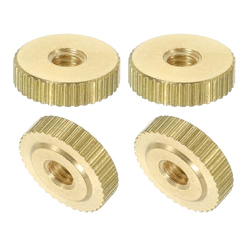 QUARKZMAN Gerändelte Daumenmuttern, 4 Stück M4 x D12mm x H3.5mm Messing Griffmuttern Rändelmuttern mit Hohem Kopf Befestigungselemente für 3D-Drucker Teile, Maschinenwerkzeuge