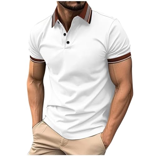 Herren Polohemd Regular Stretch Poloshirt Kurzarm Fitness Sportshirt Slim Fit Workout T Shirt Basic Sportstyle Outdoorshirt Casual Atmungsaktiv Wandershirt Komfortables Sweatshirt