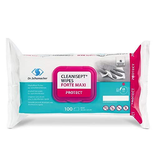 CLEANISEPT WIPES FORTE MAXI | Alkoholfreie Tücher zur Schnelldesinfektion | 100 Tüchern (20 x 22 cm)