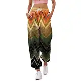 Schickes Damen-Kleidungsstück – Hosen für Damen, modisch, bedruckt, Unterteil, Jogginghose, Taschen, hohe Taille, Sporty, Fitnessstudio, Athletic Fit, Jogger, Leggings, Schwarz, Winter, gelb, Small