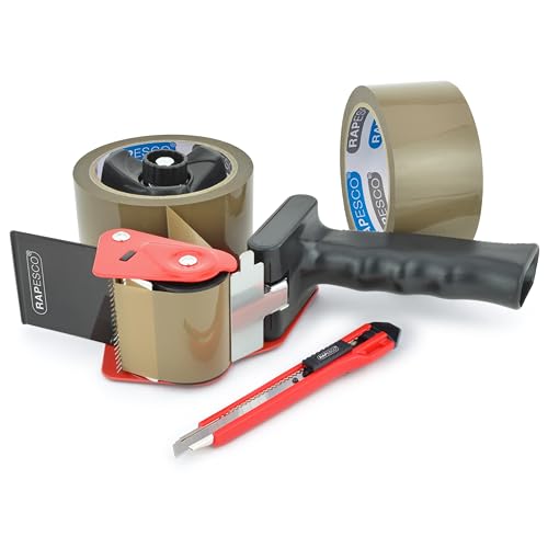 Rapesco 1556 Germ-Savvy Antibakteriell 960 Klebeband-Handabroller mit 2 Braune Packbänder