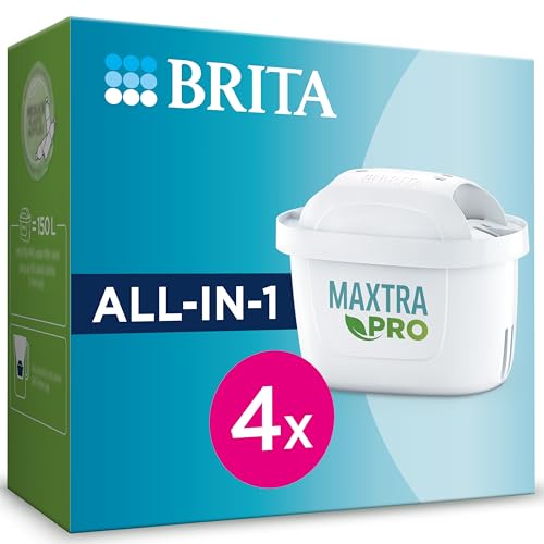 BRITA Wasserfilter Kartuschen MAXTRA PRO All-in-1 – 4er Pack|Original BRITA Ersatzkartusche für alle BRITA Kannen. Für frisches Wasser. Filtert Mikroverunreinigungen wie PFAS, Chlor, Kalk & Metalle