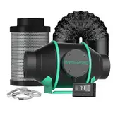 MARS HYDRO 4 Inch 205CFM Inline Fan with Temperature and Humidity Controller, Carbon Filter, and 25 Feet of Ducting Combo, Ventilation System for Grow Tent, Hydroponics