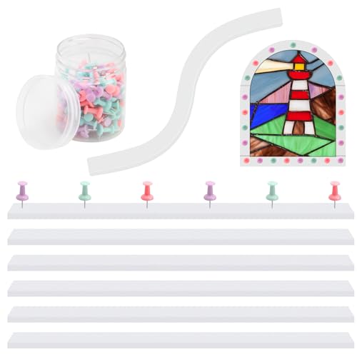 KIBBEH Buntglas Starter Silikon Positioniersystem mit 50 Stecknadeln – 30 cm Flexibles Buntglas Werkzeug für präzise Glasbearbeitung, Schnittfest & Wiederverwendbar