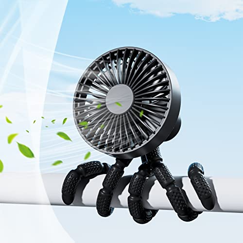 Mini Tragbare Kinderwagen Fan, Hand Held Fan, 3000mAh Batteriebetriebene Kleine Clip auf Fan mit 3 Geschwindigkeiten, USB-Schreibtisch Kleine Tabelle Fan mit Flexiblen Stativ Fan für Autositz Krippe