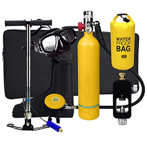 XSGDMN Tauchflasche Sauerstoffflasche Mini Tauchausrüstung Tragbare, Tauchen mit 5-10 Minuten Kapazität Schnorcheln Sauerstofftank Unterwasseratemgerät mit Inflator für Reisen und Tauchen,Orange