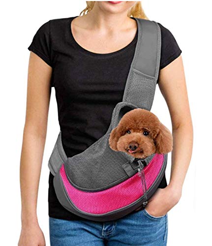 Tragbar Kleine Haustier Hunde Katzen Welpen Umhängetasche Reise Träger Schulter Beutel Atmungsaktiv Mesh Transporttasche Klein Hunde Katze Sling Pet Tragetuch Rucksack Pet Bag, L 2-4kg