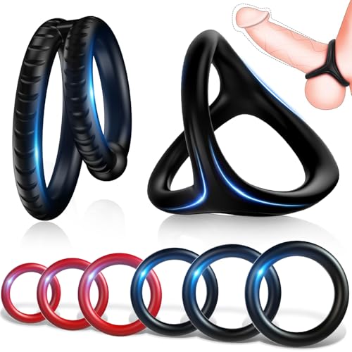 Dreieckiger Penisringe，Pleasure Ring Set 5 Cockringe Silikon Cockringe Hodenringe für Eine Härtere und Längere Erektion Erotisches Sexspielzeug für Paare Passend für Jede Größe Penis Ring Schwarz