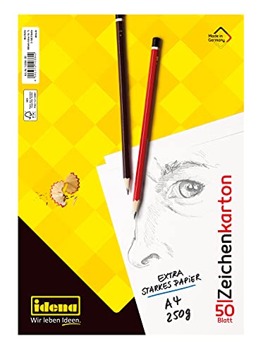 Idena 10384 - Zeichenkarton, DIN A4, 50 lose Bogen, extra starkes Zeichenpapier 250 g/m²