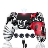 Gamrombo Wireless Controller mit Kappen für Ps-4 Dual Vibration Kabellose Gamepad mit Turbo/3.5mm Audio Jack/LED/Touch Pad/Joystick caps Compatible with Ps-4/Pro/Slim/PC