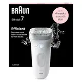 Braun Silk-épil 7, Epilierer Damen / Haarentferner für langanhaltende Haarentfernung, seidig-glatte Haut, Wet&Dry, Made in Germany, 7-011, Weiß/Silber