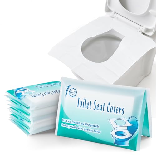 Ruitena 60 Stück Einweg Toilettenauflagen XL, Spülbare Toilettenbezüge Toilette Auflage WC-Sitz Matte Einweg Toilettenpapier Pad Toiletten Sitzbezug Ideal für Reisen, öffentliche Toiletten(42x35)