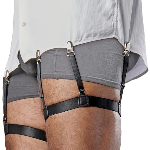 STAY GENT Hemdhalter Herren mit Rutschfesten Klammern, Hosenträger, Elastisch Hemd-Halter, Hemd Gürtel Herren Shirt Stays Holder Verstellbar Strumpfband für Polizei/Militä/Business (1 Paar)