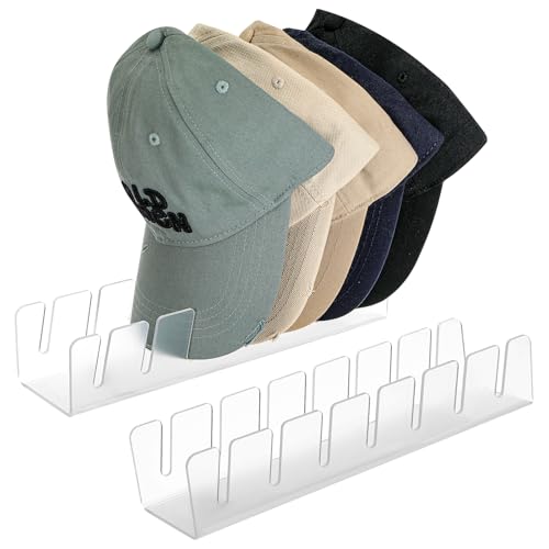 Kasanni 2 StüCk Cap Halter Acryl Kappenhalter Keine Installation Erforderlich Cap Organizer Fasst 14 Baseballkappen, Kappen Organizer FüR Schlafzimmer, KleiderschräNke, Kommoden und WäNde