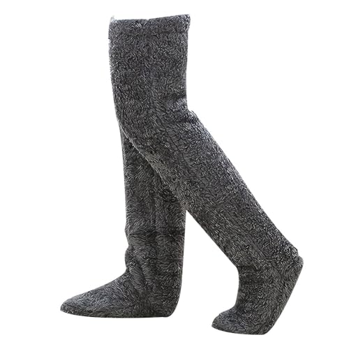 Vmxlso Overknees Strümpfe Damen Plüsch, Lange Slipper Overknee Kuschelsocken, Über Knie Hohe Fuzzy Socks Women, Overknees Strümpfe Plüsch Socken Frauen, Pelzige Flauschige Socken für Schlafen Zuhause