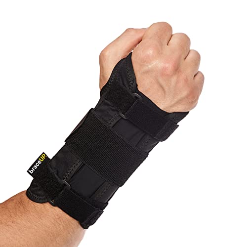 BraceUP Handgelenkstütze mit Metall Linke und Rechte Hand - Handgelenkbandage, Handgelenk Bandagen, für SehnenscheidenEntzündung (L/XL, Rechte Hand)