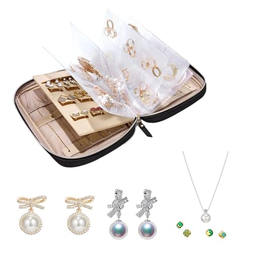Schmuckaufbewahrung Ringordner - Tragbare Reise Schmuck Organizer Tasche für Ohrringe, Armbänder, Halsketten | Kompaktes Schmucketui für Frauen, Mutter, Oma | Ideal für