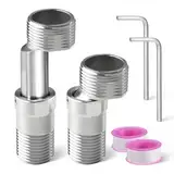 2 Stück S Anschluss aus Edelstahl S-Anschluss 360° Drehbarer Duschmischer Adapter Kurzer Duscharmatur-Adapter Duscharmatur Adapter Verstellbar mit 2 Inbusschlüsseln für Küche Bad