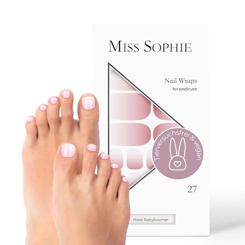 Original Miss Sophie Pedi Wraps I Rose Babyboomer Pedicure I 27 ultra-dünne Nagellack-Streifen mit Farbverlauf I Für Fußnägel I Hält auf Natur- sowie lackierten, Acryl-, Gel- & Shellac-Nägeln