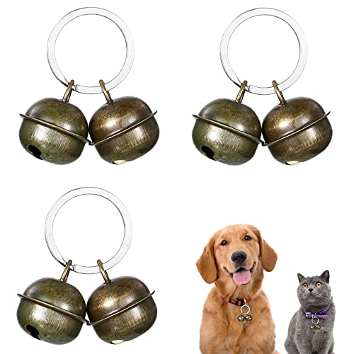 HOTOP 3 Sets Laute Katzen Hundeglocken Haustier Tracker Glocken Hundeglocken für Halsband Tracker für Katzen Haustiere Glöckchen Halsband Anhänger Glocken für Geschirr Trainieren (Schwarz)