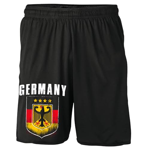 UGLYSHIRT Deutschland Shorts | Deutschland Fanartikel EM 2024 Germany Fußball Deutschland Kurze Hose Deutschland Hose WM Flagge | M5 Schwarz (L)