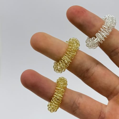 ATC Handels GmbH Finger-Massageringe in Gold oder Silber für die Finger, Zehen - aus Federstahl für individuelle Wohlfühlmomente - Entspannung (Silber, 1 St.)