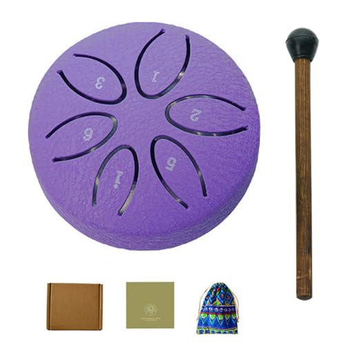 Regentrommel Für Den Garten, Stahlzungentrommel, Stahlzungentrommel, 3 Zoll, 6 Noten, Mini-stahlhandtrommeln Mit Trommelschlägeln Und Musikbuch, Sorgenfreie Trommel Für Klangheilungsmeditatio(Color:A)